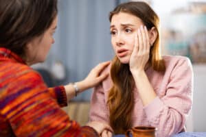 Woman learning about tips to help social anxiety